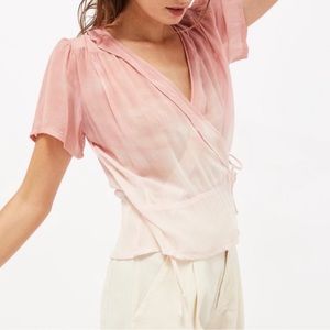 Lacausa pink ombré pantry wrap blouse size XS